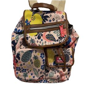 Lily Bloom Backpack Small Pineapple Collection Drawstring Canvas Pink Dopamine
